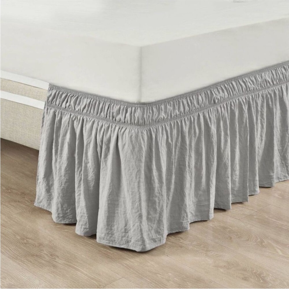 LUSH DECOR Twin/Twin-XL/Full Single Ruched Ruffle Elastic Bedskirt grey‎